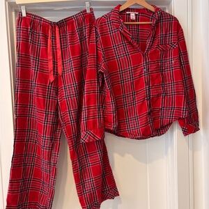 Victoria's Secret Red and Black Plaid Pajama Set
